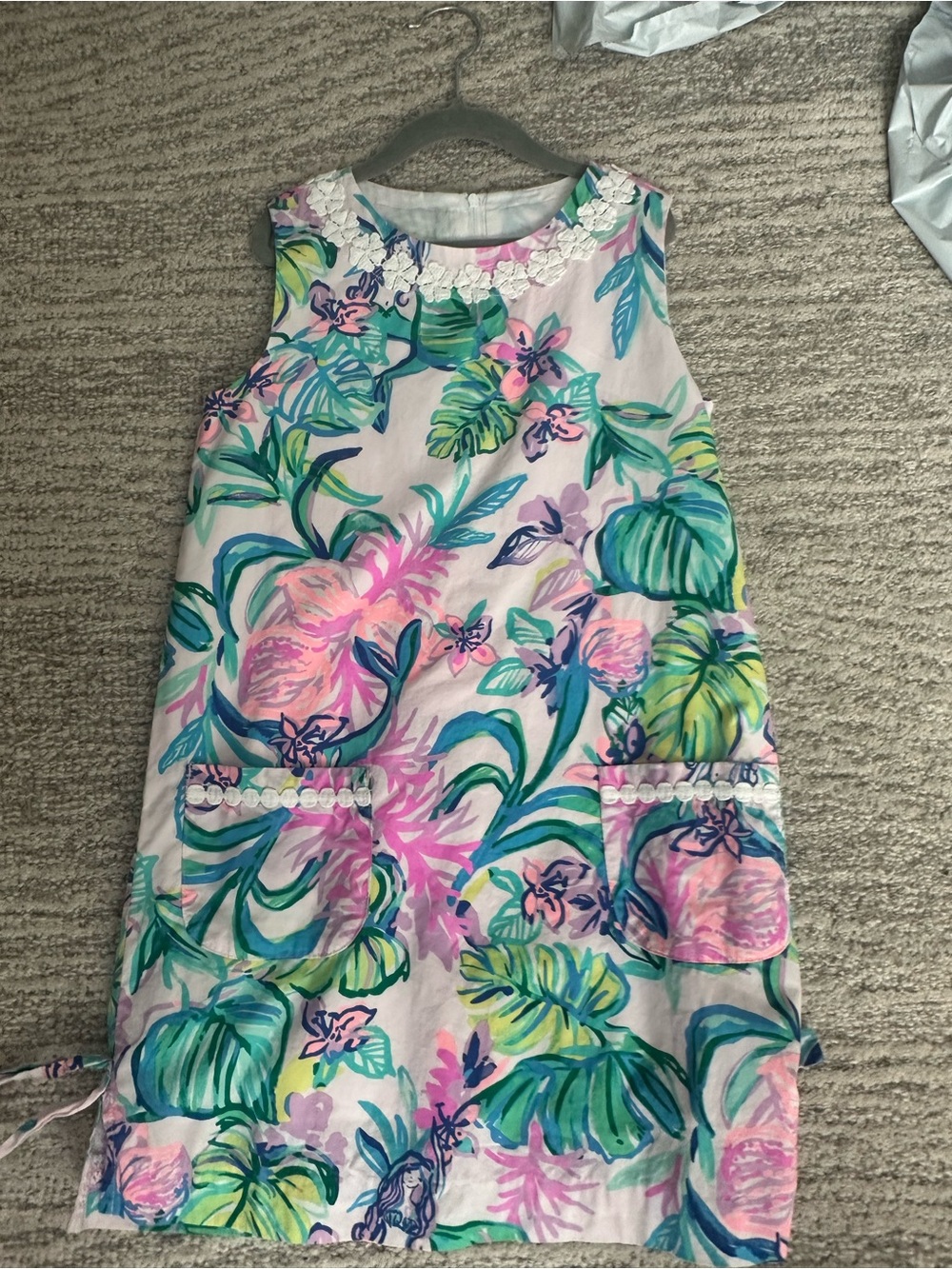 Lilly Pulitzer Girls Tropical Pink Green Floral Shift Dress